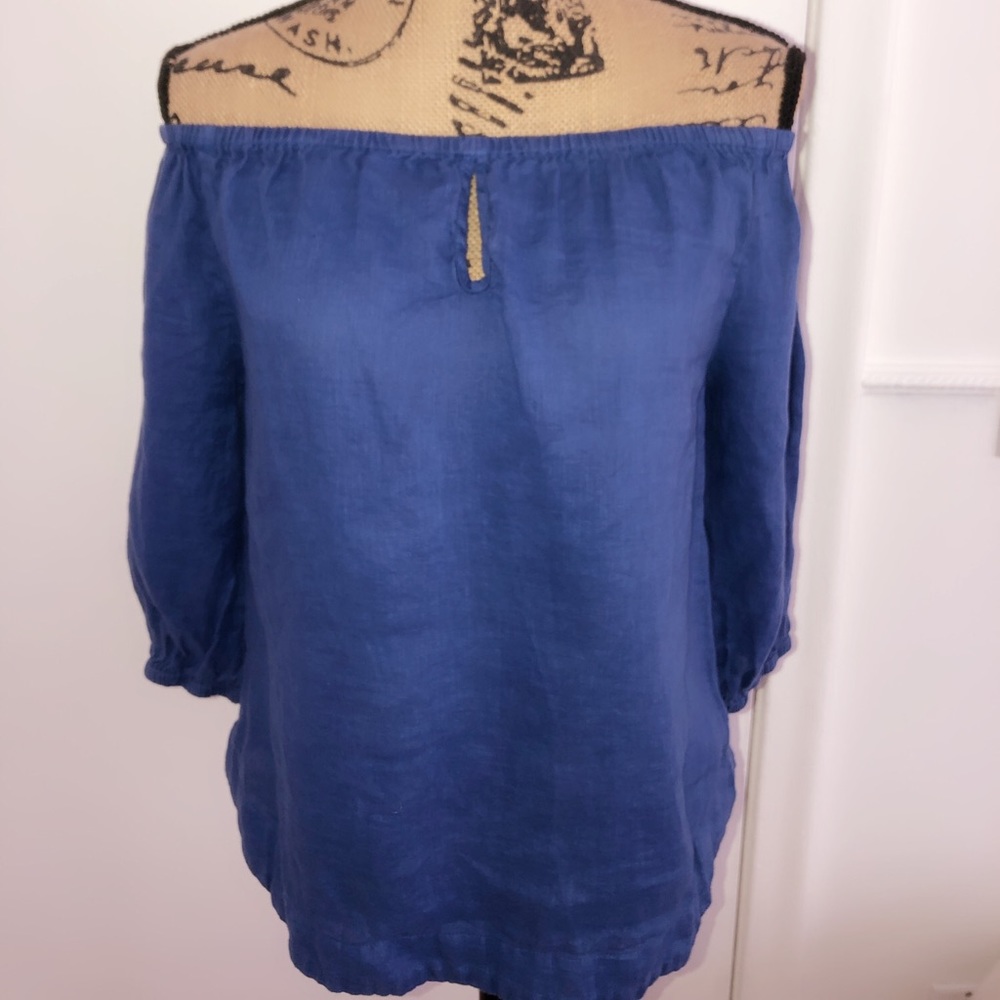 Off the Shoulder Blue Blouse